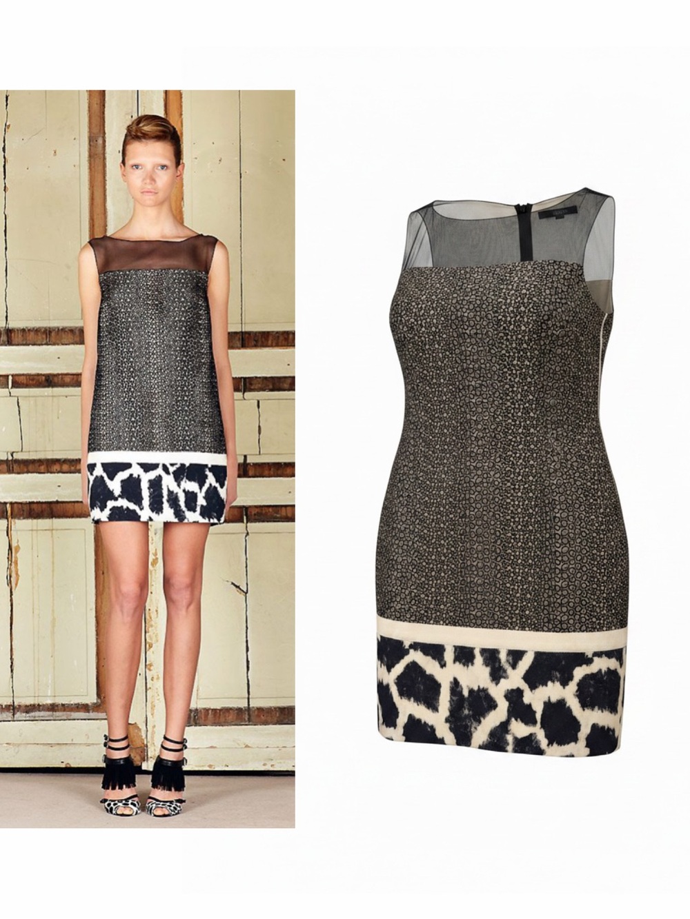 Giambattista Valli Black Cream Mini Dress 8 Silk Runway Archival Resort 2011 🟡